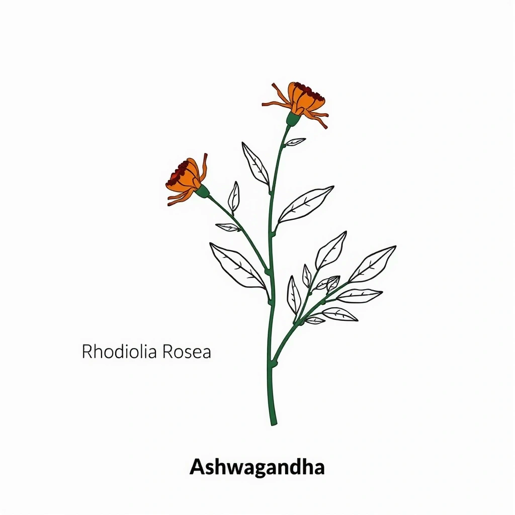 Rysunek linii adaptogennych ziół