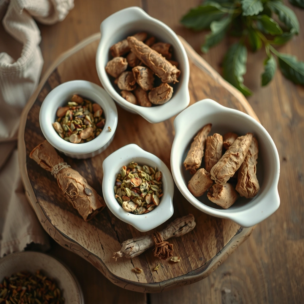 Suszone zioła w miseczkach